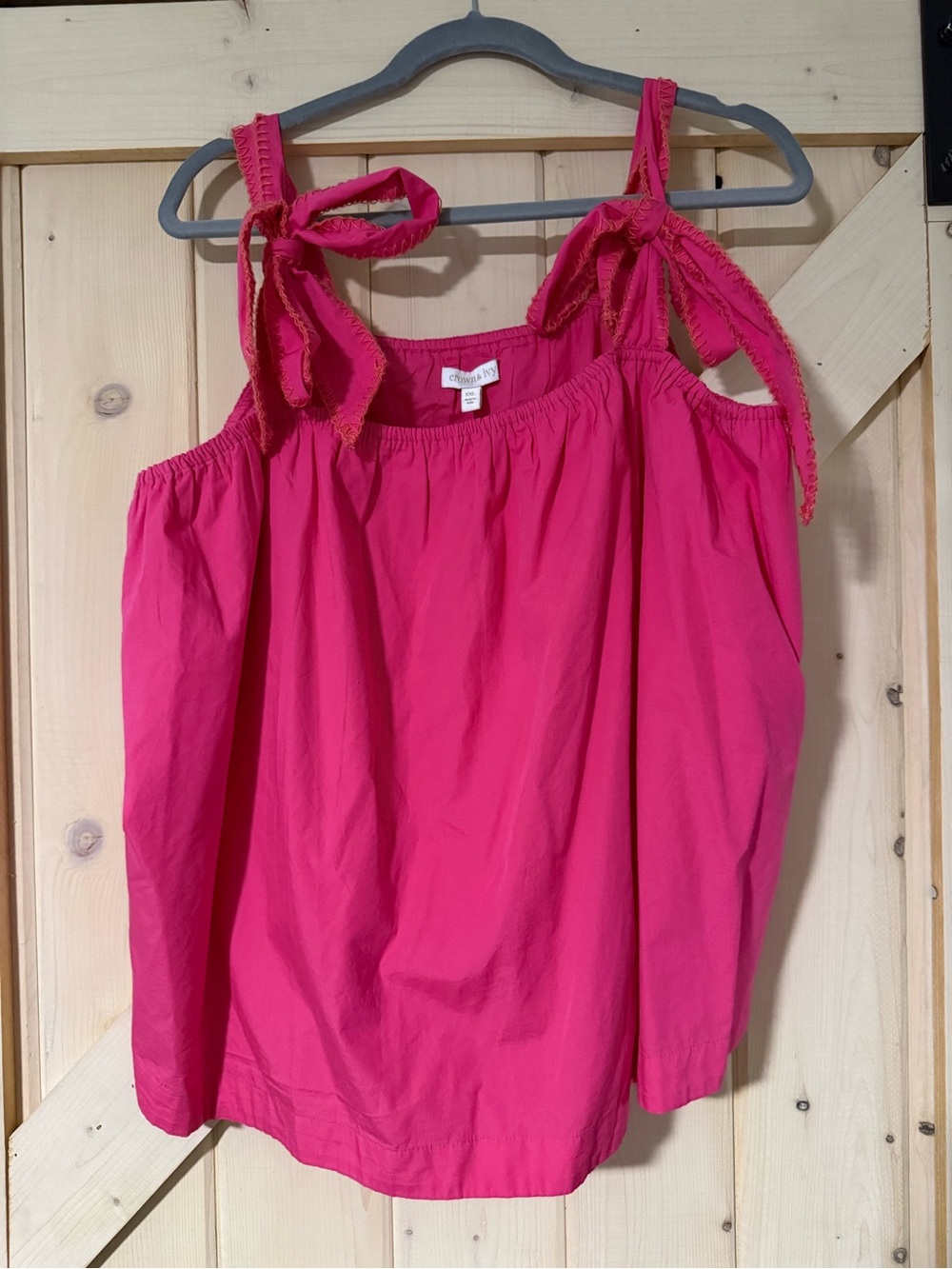 crown & ivy Hot Pink Tie-Shoulder Tank Top Size XXL NWT